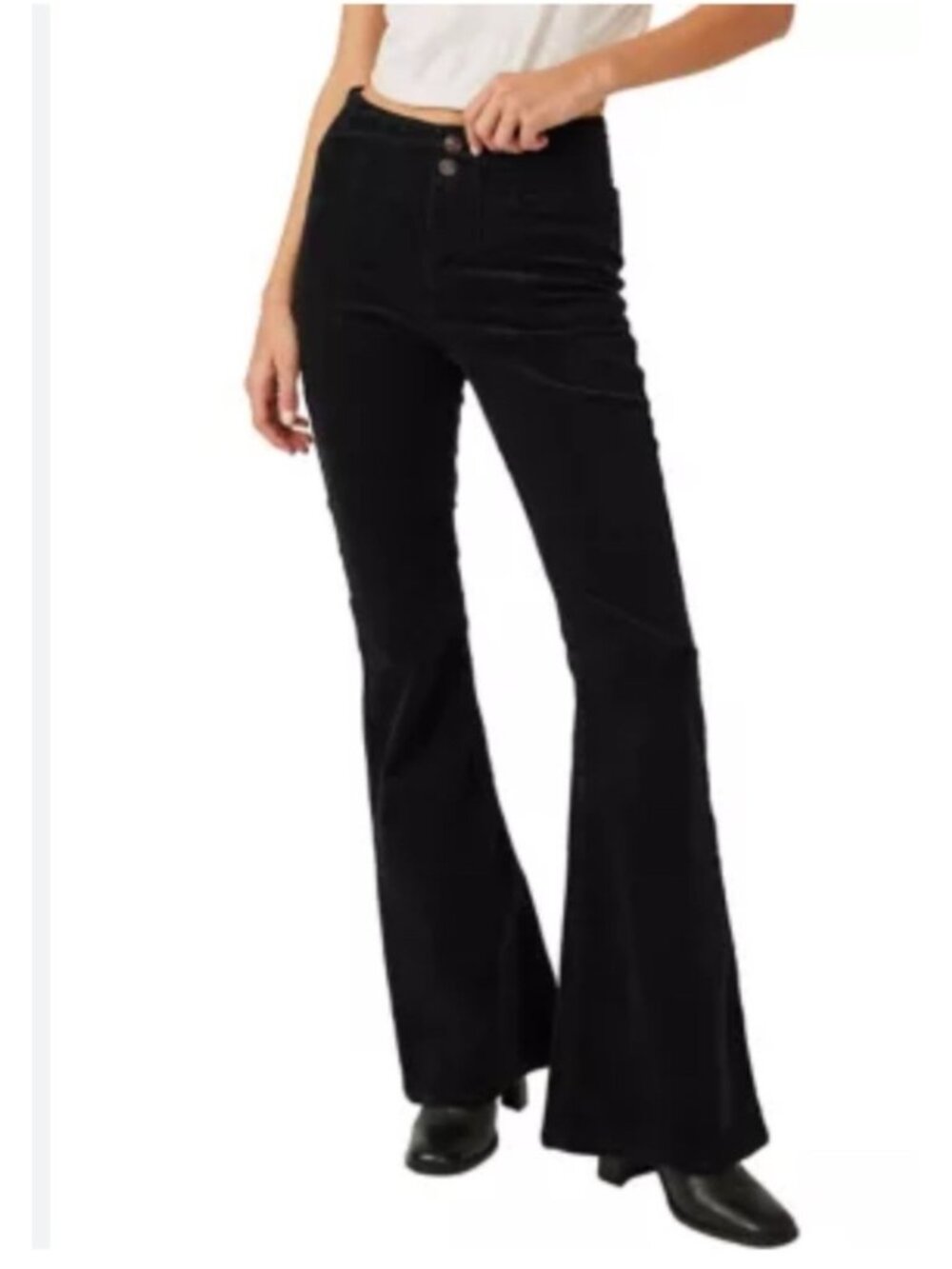 We The Free Womens Sz 29 Black Corduroy Jayde High-Waisted Flare Pants